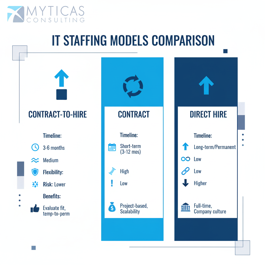 Contract-to-Hire IT Staffing vs. Contract and Direct Hire: Pros, Cons, and When Each Model Works Best
